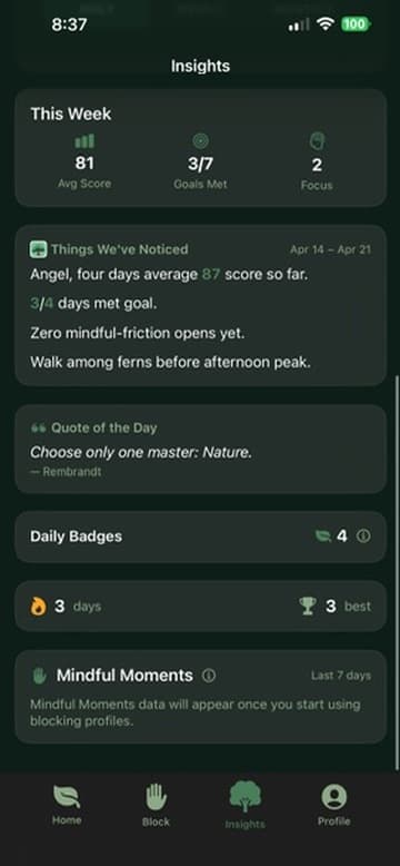 Nature home screen
